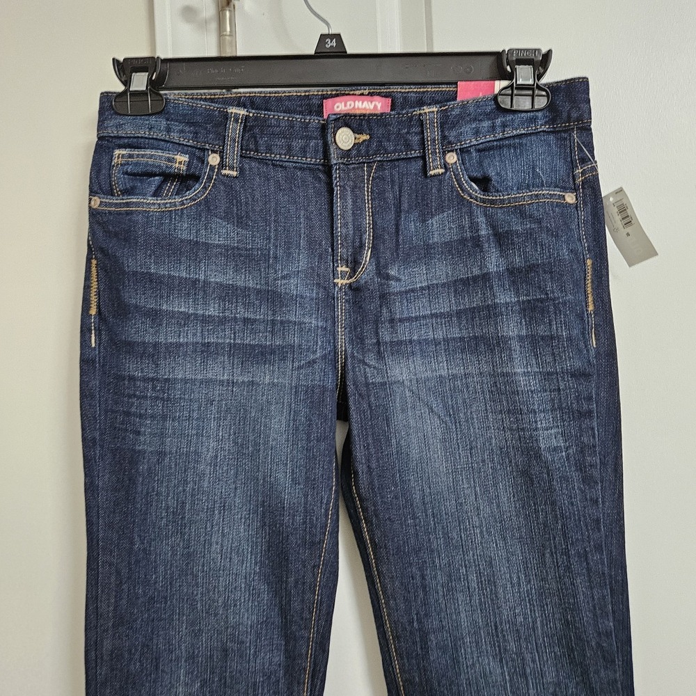 Old Navy Bootcut Jeans Girls 16 Dark Wash Stretch Adjustable Waist Denim Y2K NWT - Picture 4 of 9